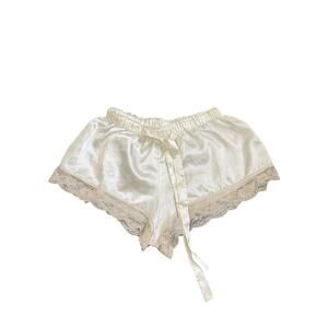 Ivory Satin Lace Lounge Shorts (Medium)